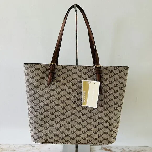 MICHAEL KORS Jet Set Item Natural Luggage Large Pocket Multi Function Tote Bag - Picture 4 of 9